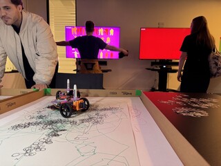 Interactive screen artwork and drawing robots at the V&A Digital Design Weekend